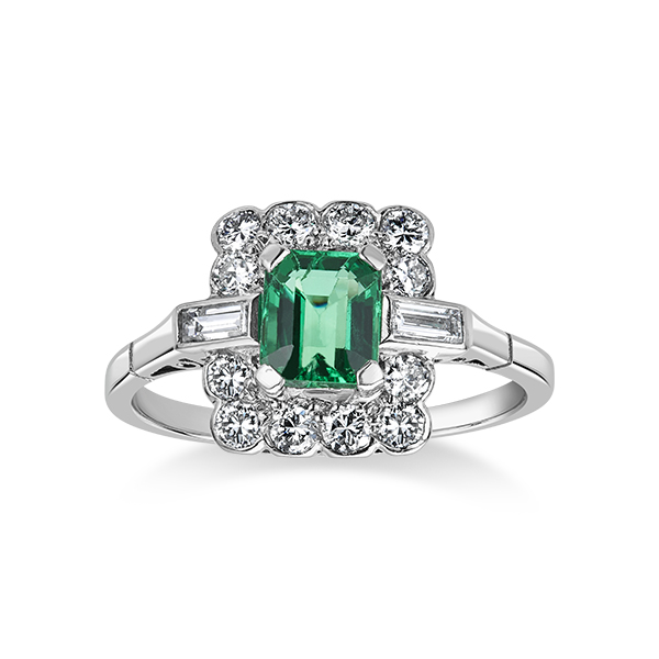 Vintage Emerald and diamond cluster ring